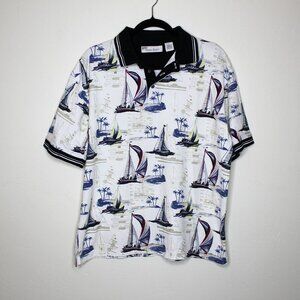 American Summer Polo Shirt Sailboat All Over Print Men Short Sleeve Large